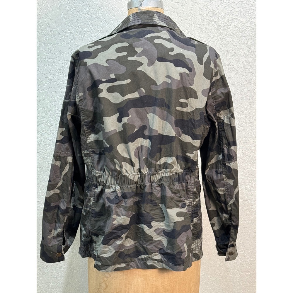 Love Tree Womens Camo Print Utility Field Jacket Green Zip Front Pockets L - Picture 8 of 14